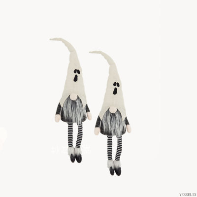 Ensemble de 2 gnomes assis en tissu avec chapeau fantôme blanc, 8,3 x 4 x 31,5 pouces pour Halloween