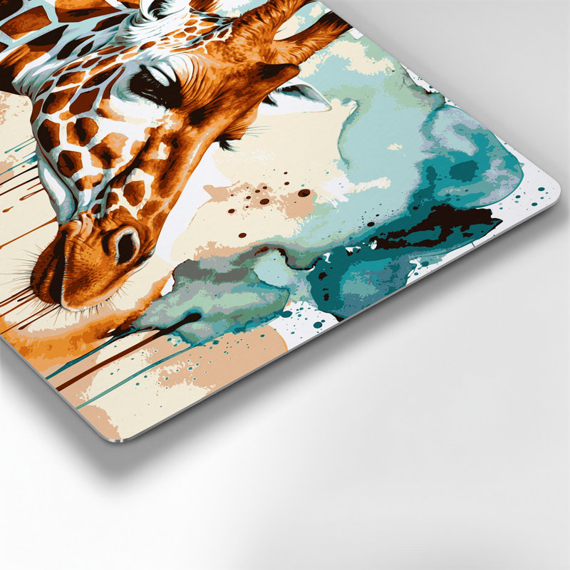 Art mural gris en forme de girafe, H 11 po x l 14 po