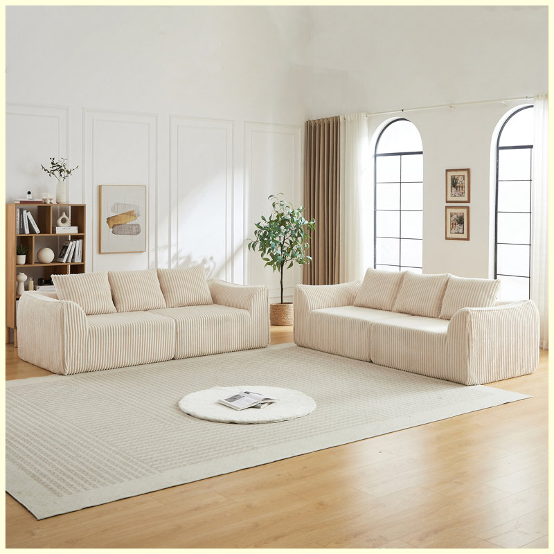 Canapé en velours côtelé Minimalist, Beige Corduroy