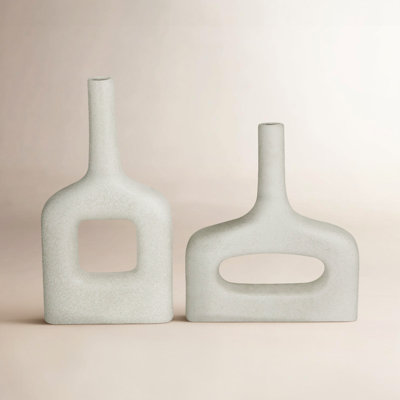 2 Piece Stoneware Table Vase Set