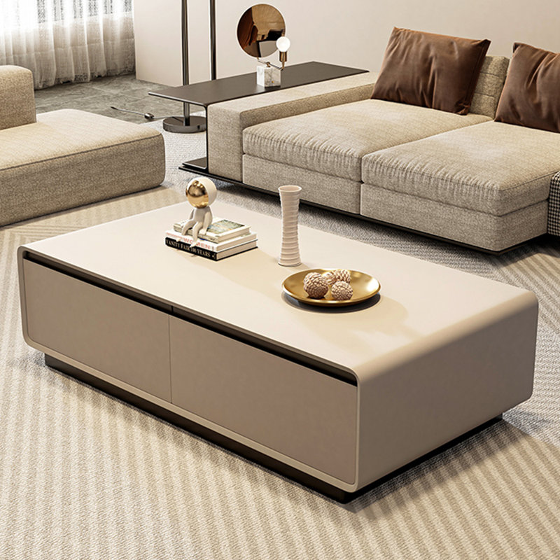 Rectangular high-end simple creative coffee table, 14.96" H x 51.18" L x 27.56" W, Gray, Gray