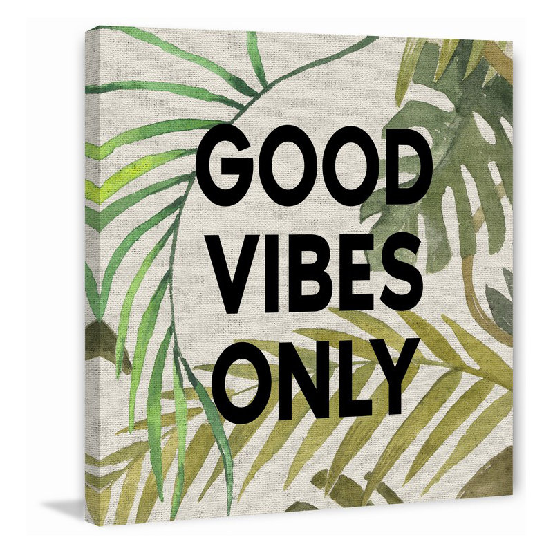 Good vibes only-impression d’art textuel sur toile, H 12 po x l 12 po x P 1,5 po