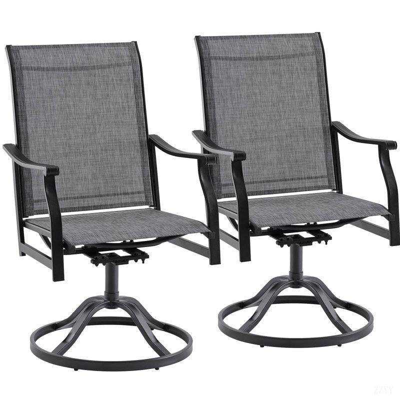 Patio Dining Chairs Set Of 2, Swivel Outdoor Patio Chair With Paded PVC-coated polyester Fabric, All Weather Outdoor Seats Ergonomic Comfort Seats For Backyard, Balcony, And Garden