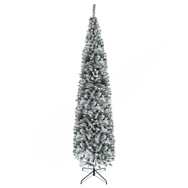 Arbre de Noël artificiel mince enneigé 9 pi de hauteur avec des branches réalistes et 1014 pointes, 8.86'