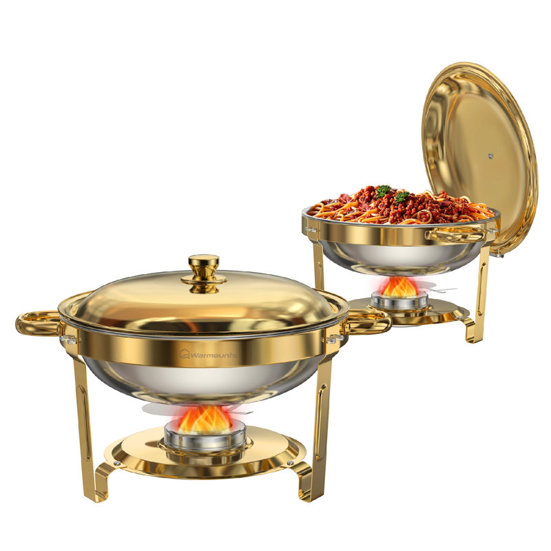 Ensemble de 2 plats à frire dorés 5QT pour buffet