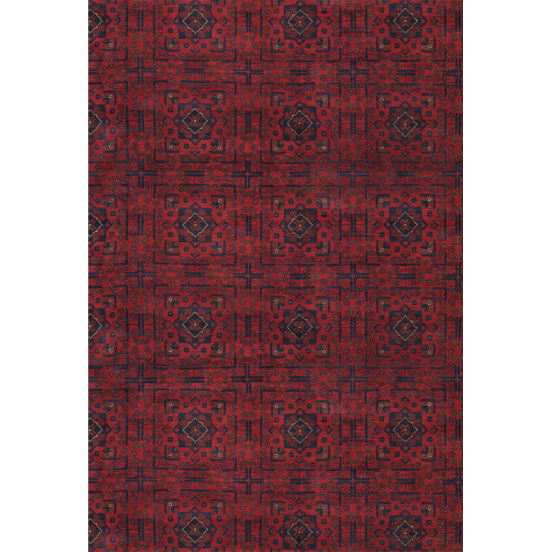 Yamoud Hand-Knotted Burgundy Lamb's Wool Area Rug