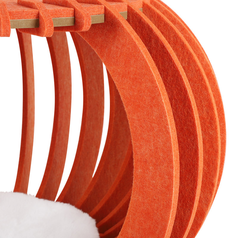 Lit pour chat en feutre, nid en forme de citrouille pour chat dormant, jouant, Orange