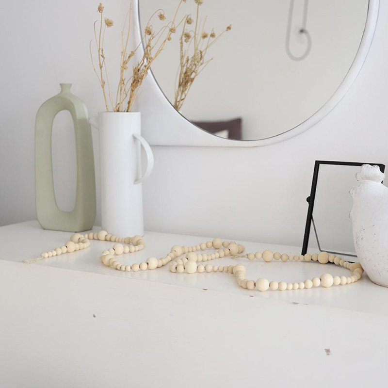2,2 m de guirlande de perles en bois de style rustique campagnard