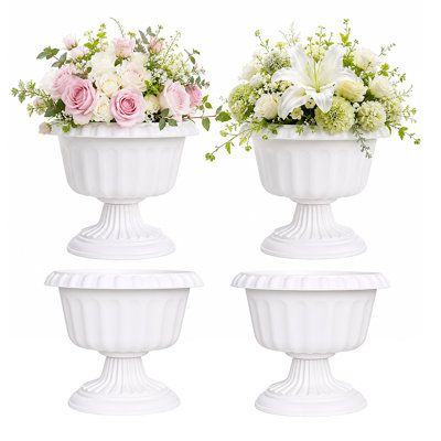 4 pots de pots d'urne grecs, blanc, 12 pouces