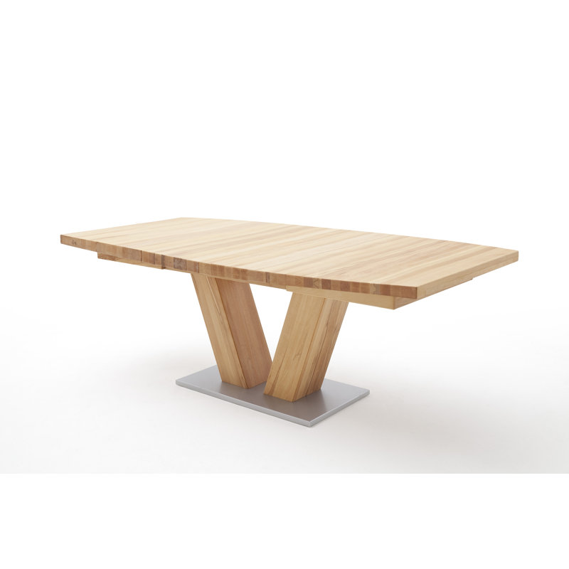 Demarco Oak Free Form Wood Top Dining Table with Wood Base, 78cm H x 180cm W x 100cm D, Wild oak