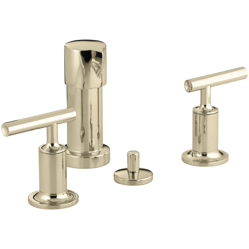 Purist® Vertical Spray Bidet Faucet with Handles, Vibrant French Gold, Lever