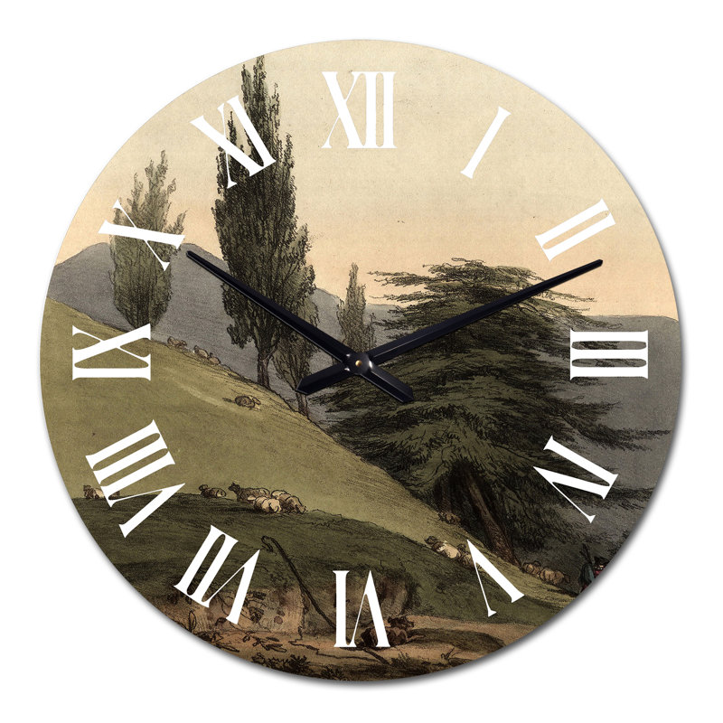Images rétro de vieux arbres II - horloge murale traditionnelle, Grand