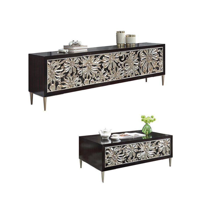 Tea table paired with TV stand combination