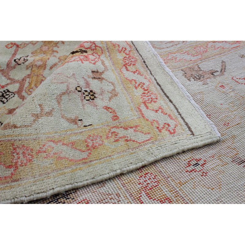 Tapis de la surface en laine bleu/beige 5 pi 8 po x 8 pi 9 po one-of-kind à la main noué la Joana
