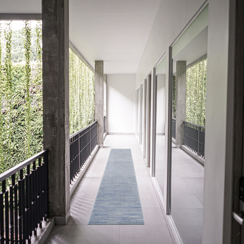 Nourison Essentials Blue/Gray Indoor/Outdoor Area Rug, Runner 2'2" x 12'