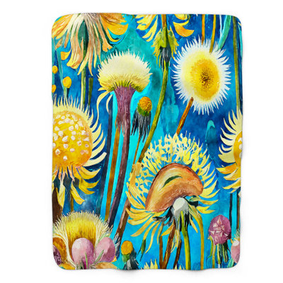 Retro Floral Frenzy Throw Blanket