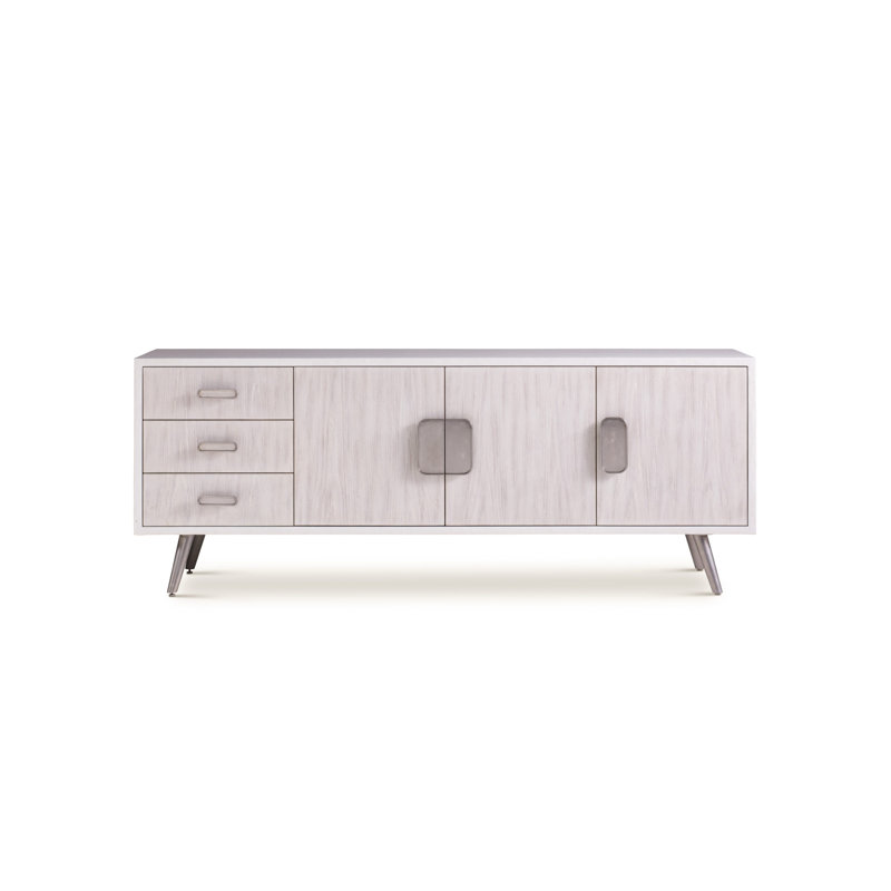 78'' W Solid Wood Sideboard, Smooth White Gesso/Smooth White Oak