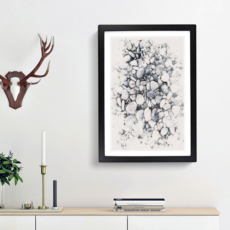 Pebbles - Picture Frame Painting Print, 63cm H x 45cm W x 2cm D, Black Framed
