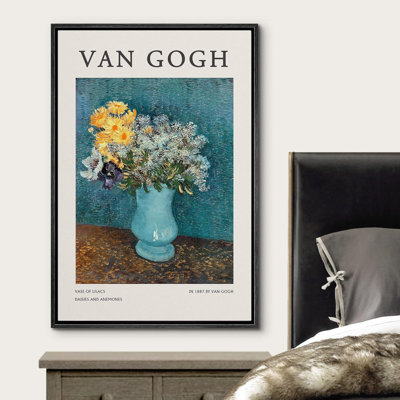 Classical Artwork " Flowers in a Blue Vase " by Vincent Van Gogh Print