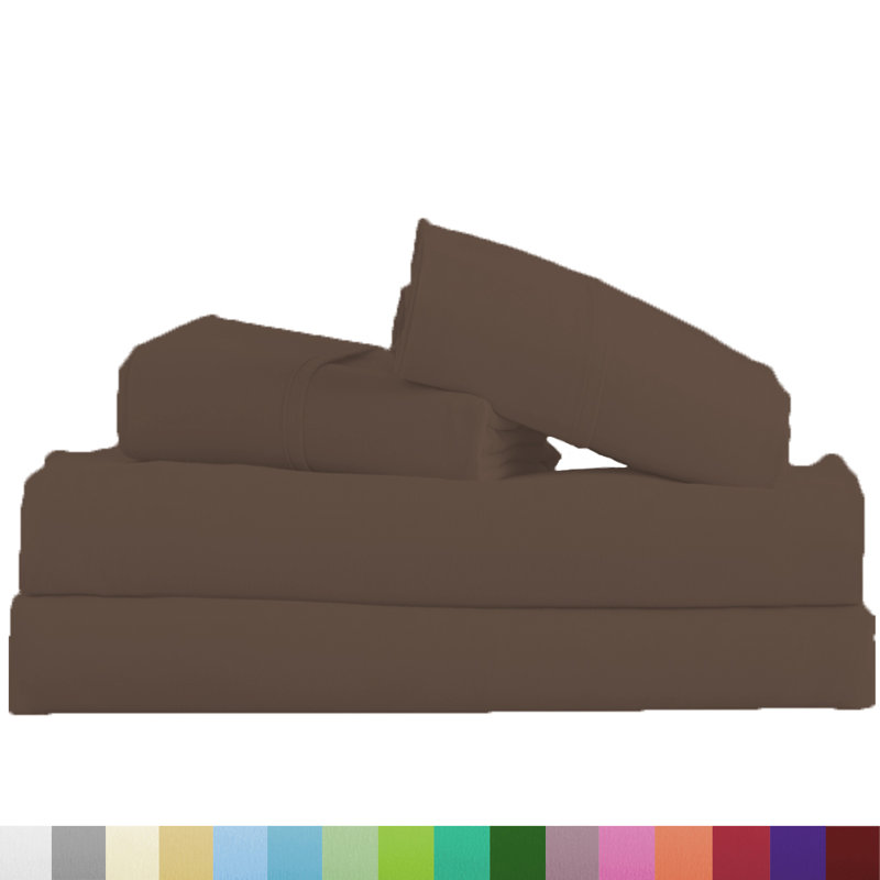 Signature Series Microfiber Sheet Set, Cal.King Sheet Set + Fitted Sheet + 2 Pillowcases, Brown