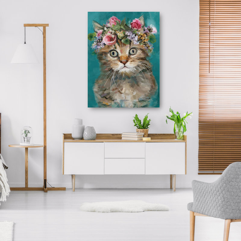 Flower Power Kitty III by Studio Arts Canvas Art Print