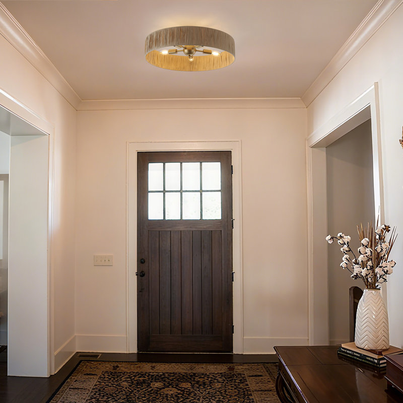 5-Light Natural Farmhouse Semi Flush Mount 