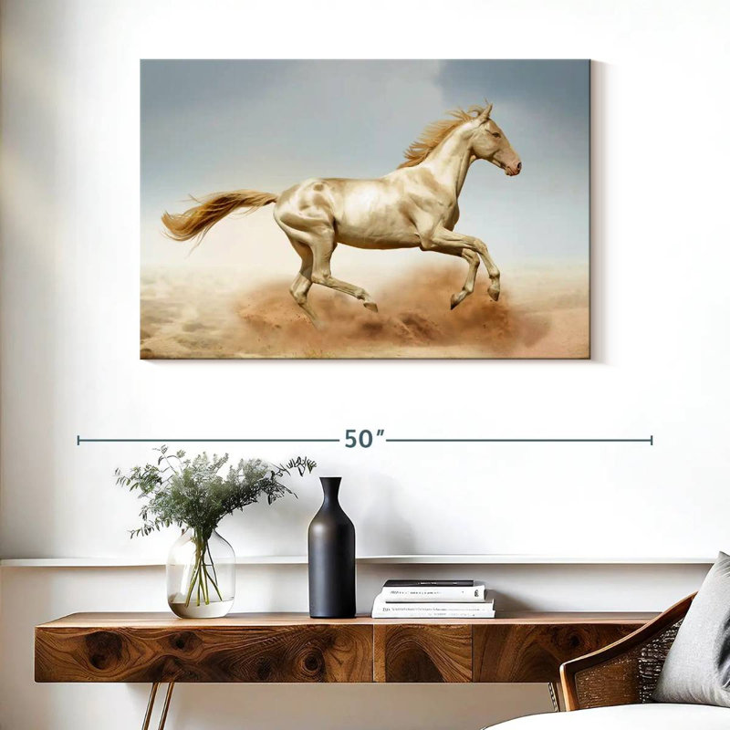 Cheval Akhal Teke qui court, H 26 po x l 39 po