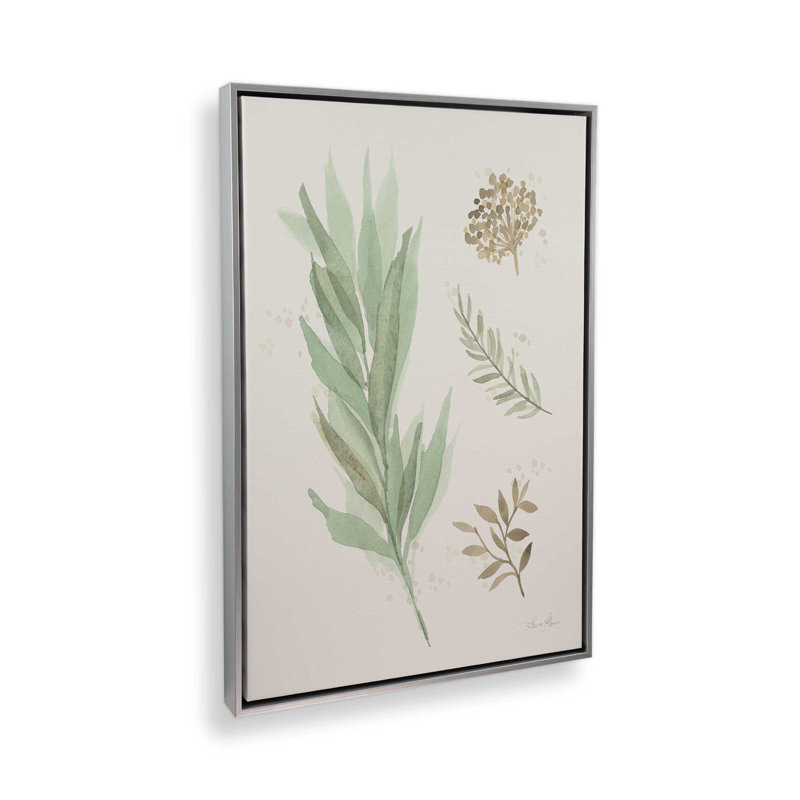 Earthy Greens in Bloom I, reproduction sur toile dans un cadre, H 36,75 po x l 24,75 po, Chrome poli