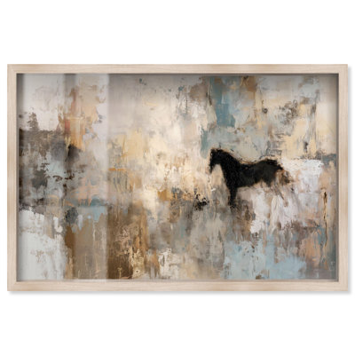 Spirit Horse Shadowbox Print Vintage Wall Decor by Art Remedy, Blonde Frame, 16 x 11