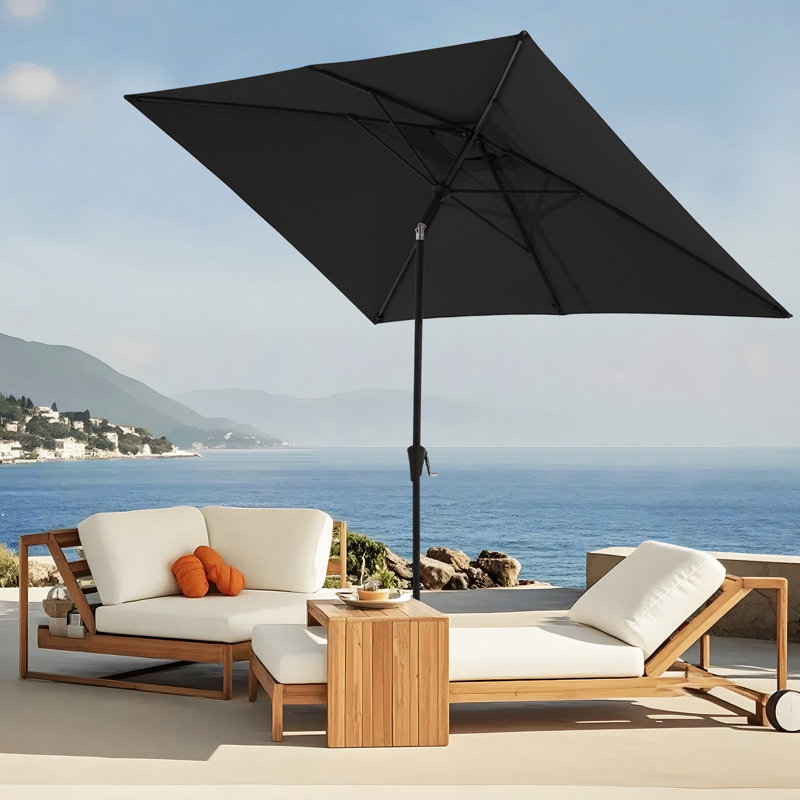 Parasol de marché rectangulaire inclinable 10 pi x 6 pi 5 po Le, Noir
