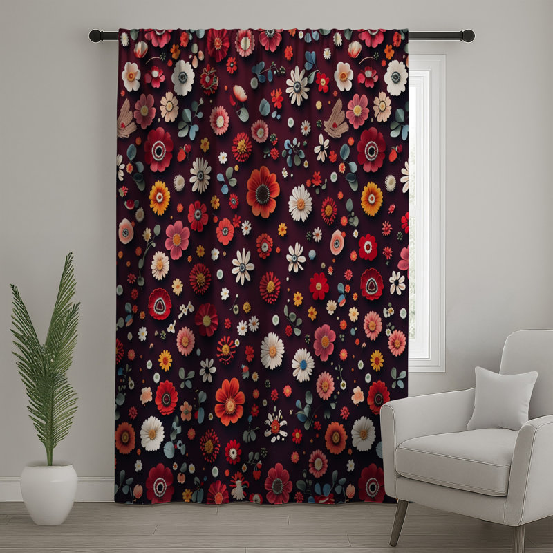 Rideaux floraux, voilages et voilages à motif floral - 1 panneau, 50" x 80" - 1 Panel, Transparent