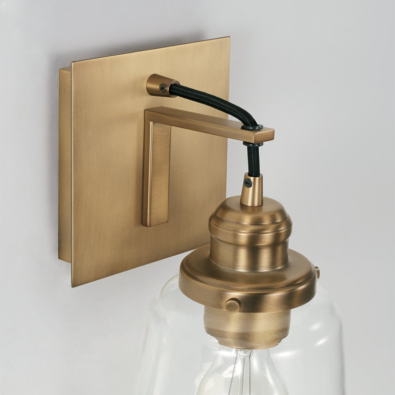 Kalum Steel Armed Sconce, Aged Brass