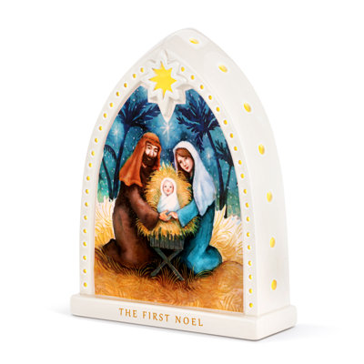 First Noel Lit Ceramic Nativity Scene - 8X10.5In