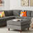 Modern 6-Seater Modular Sectional Sofa - Corduroy Upholstery, Free-Combination Design (L/U-Shape or Sleeper), 250 lb/Seat-248922422
