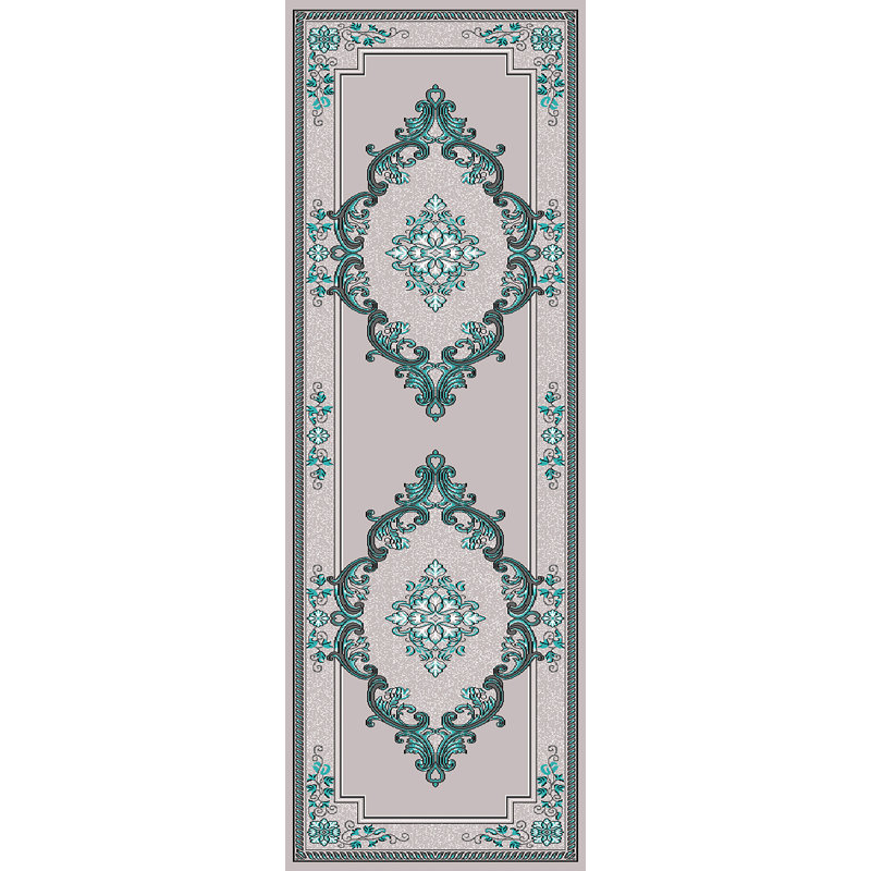 Tapis bleu sarcelle Ramsel, Tapis de couloir 2 pi 6 po x 7 pi 9 po