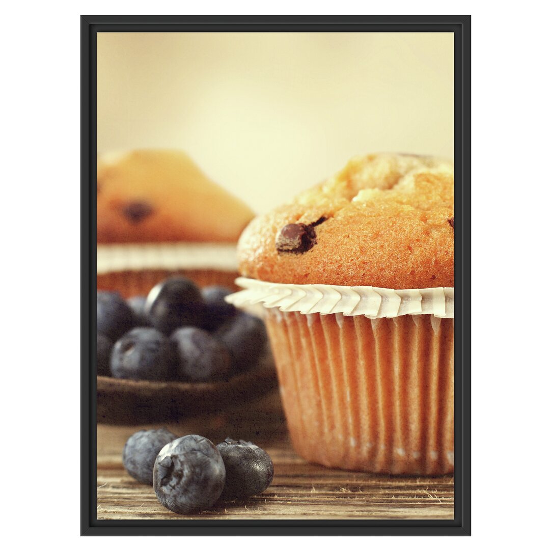 Gerahmtes Wandbild Muffins mit Blaubeeren