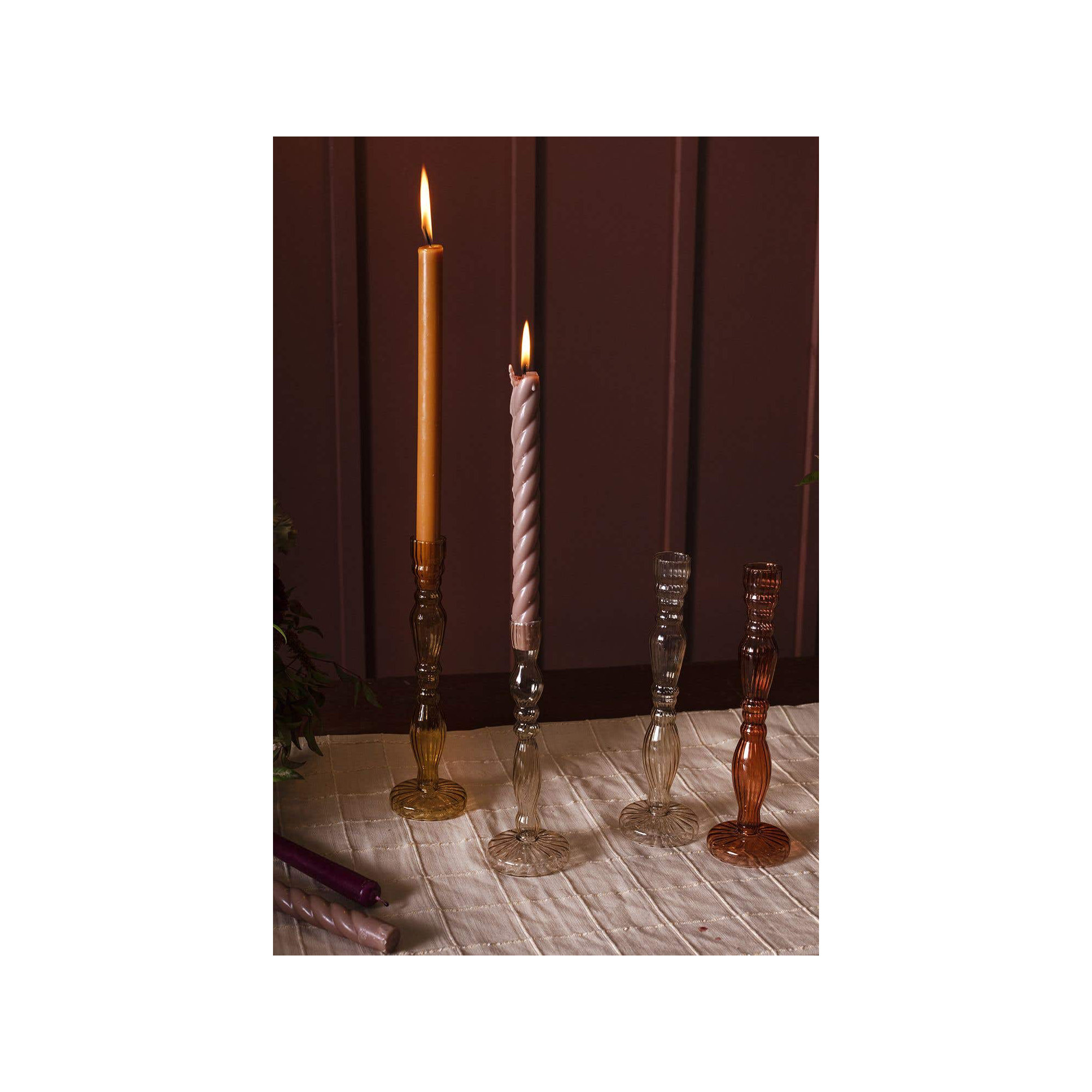 Marajo Candlestick, 8" H x 2.75" W x 2.75" D, Smoke