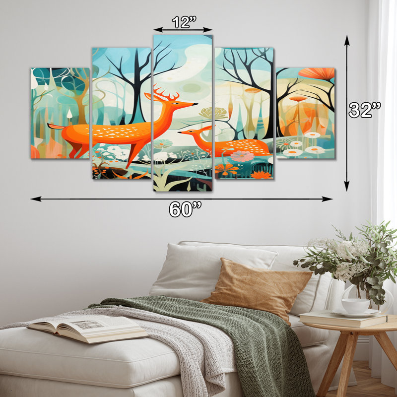 Billups - Art mural sur toile animaux - 5 panneaux