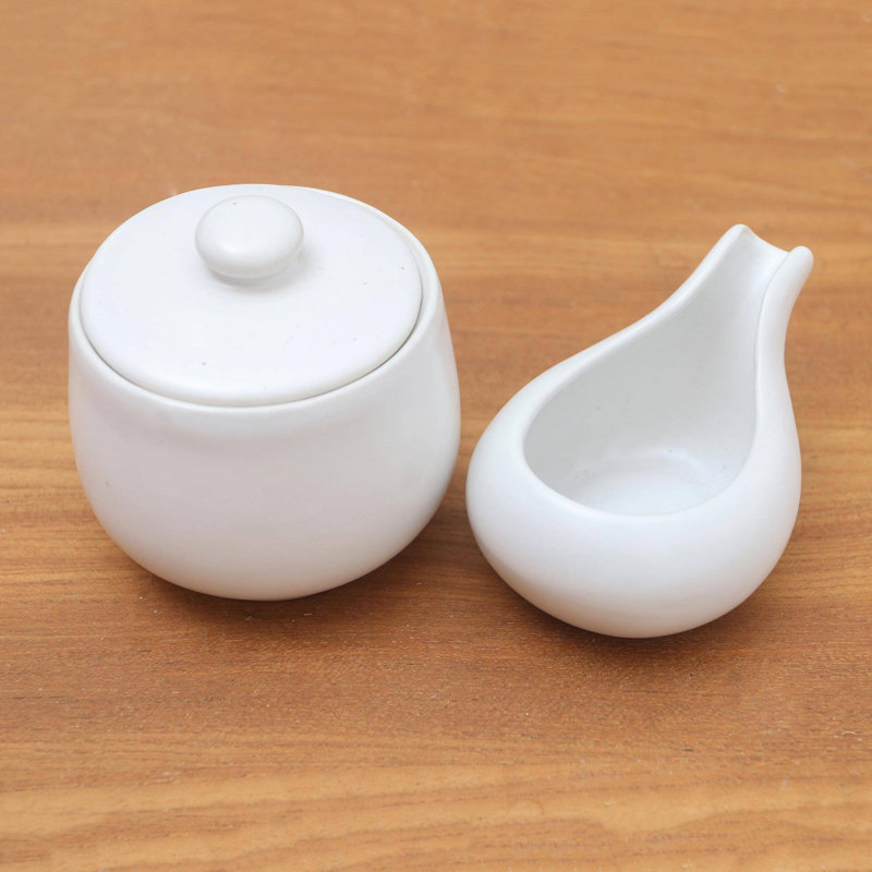 Hand Painted Ceramic Sugar And Creamer Set with Lid