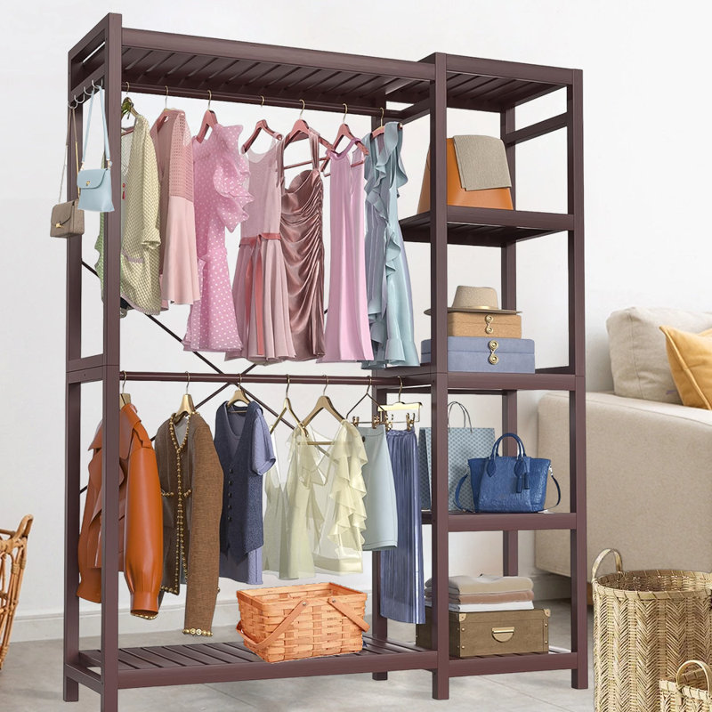 Versatile Multi-Functional Clothes Rack For Bedroom, Hallway, And More - Perfect For Hanging Clothes, Bags, And Towels, Brown