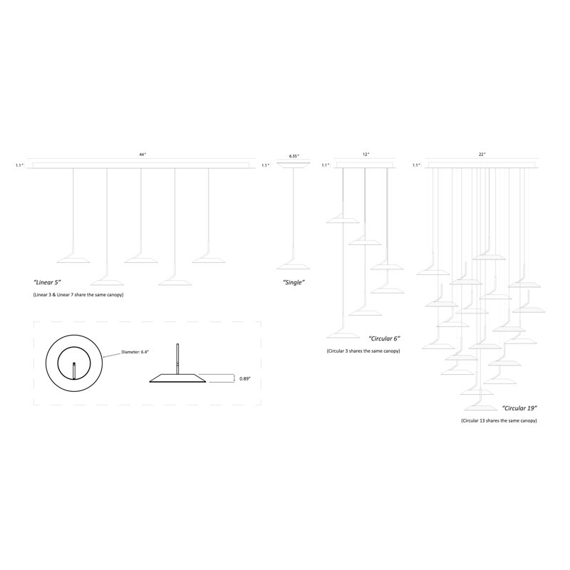 Royyo 1 - Light LED Pendant, Silver
