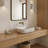 19" White Marble Rectangular Ceramic Vessel Sink, Modern Above Counter Bathroom Basin