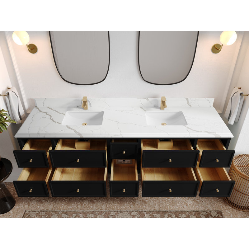 Meuble-lavabo double 84 po Roswell, Calacatta Laza