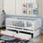 Twin Size Wood Daybed With Fence Guardrails And 2 Drawers, Split Into Independent Floor Bed & Daybed-1679331672