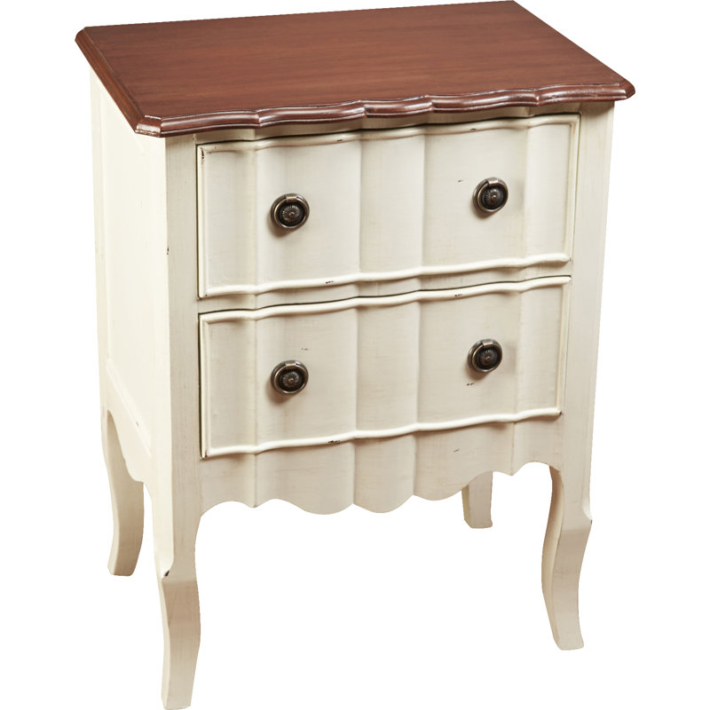 Table de chevet 2 tiroirs, Blanc