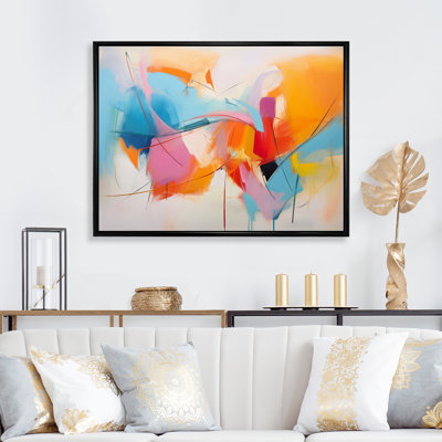 Impression sur toile encadrée rose rose Mid-Century