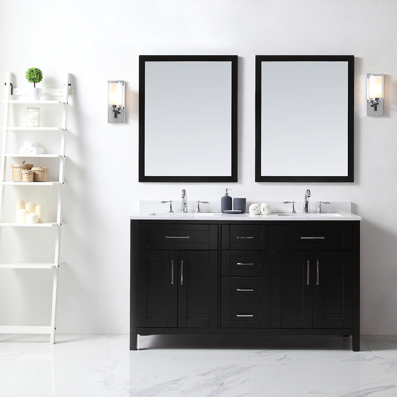 Ensemble de meuble-lavabo double 60 po Tahoe, Latte amande