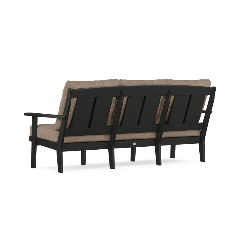 Lakeside Mission Deep Seating Sofa, Black, Spiced Burlap