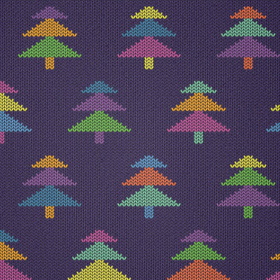 Stoff als Meterware, Nordic Christmas Trees, Bunt, Mehrfarbig