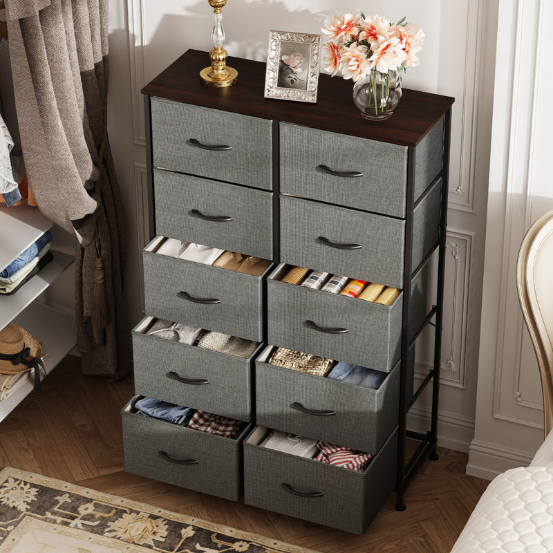 Bielka 31.5'' W 10 Drawer Dresser For Bedroom, Tall Dresser For Storage, Sturdy Frame, Chest Of Drawers For Living Room, Closet, Hallway